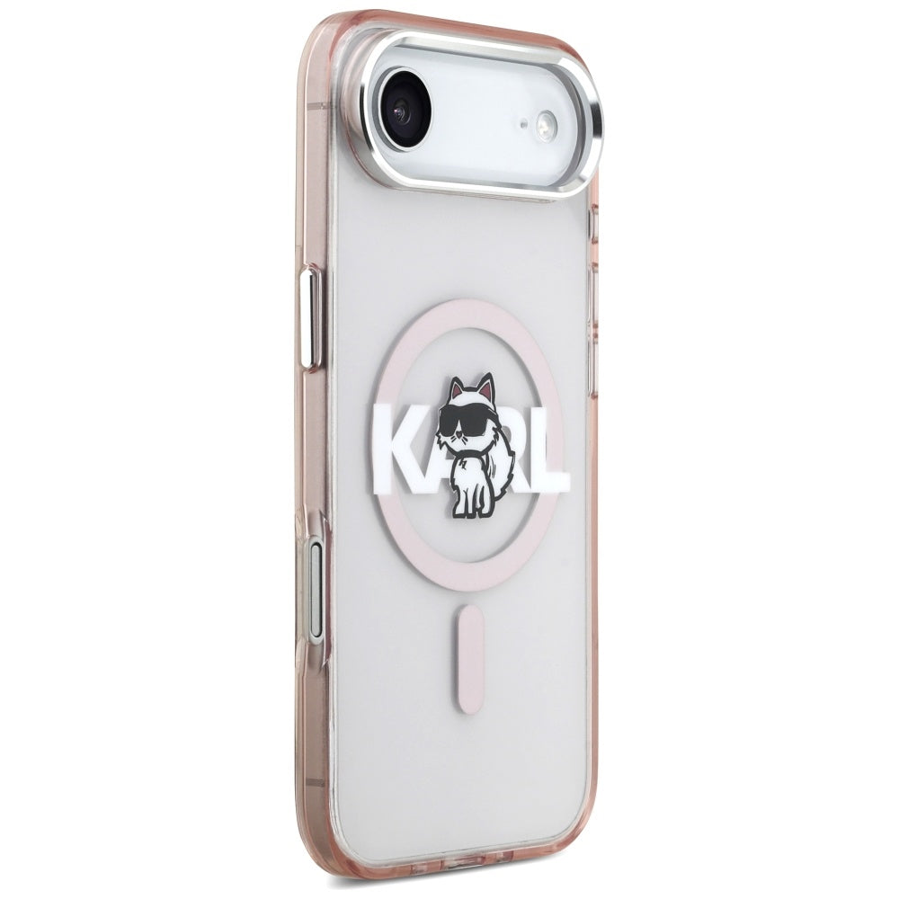 Калъф MagSafe за Apple iPhone 17 Air, Karl Lagerfeld, IML Sketch Logo Choupette, Розов