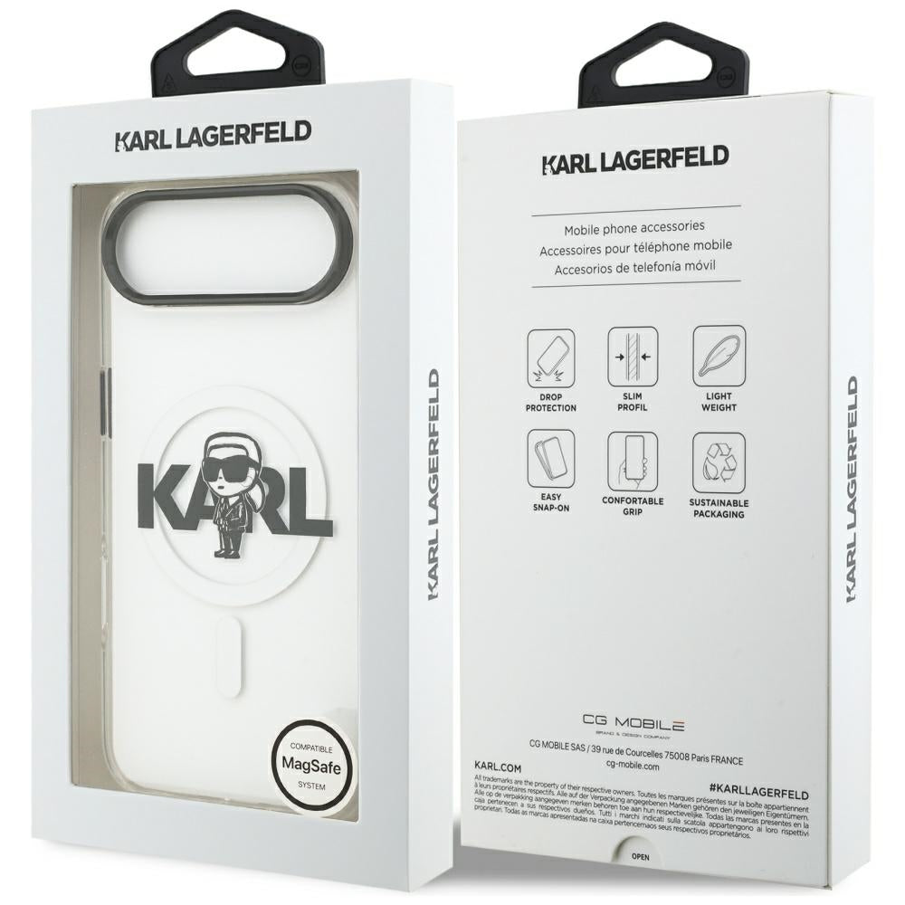 Калъф MagSafe за Apple iPhone 17 Air, Karl Lagerfeld, IML Sketch Logo Karl, Прозрачен