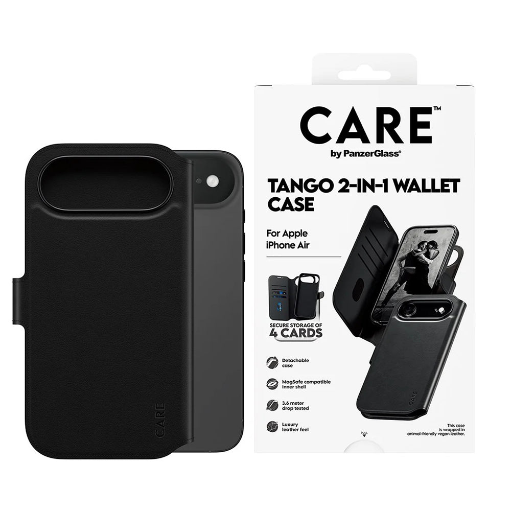 Калъф MagSafe за Apple iPhone 17 Air, PanzerGlass, Care Feature Tango Two-in-One, Черен