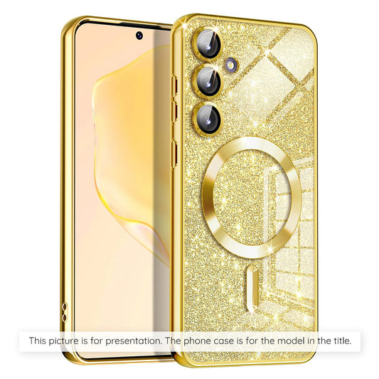 Калъф MagSafe за Apple iPhone 17 Air, Techsuit, Luxury Glitter, Златист