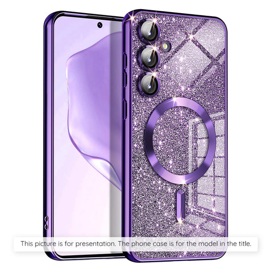 Калъф MagSafe за Apple iPhone 17 Air, Techsuit, Luxury Glitter, Тъмно лилав