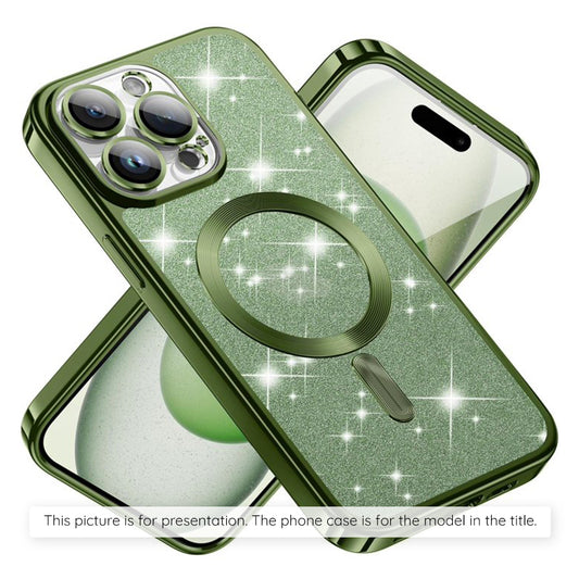 Калъф MagSafe за Apple iPhone 17 Air, Techsuit, Luxury Glitter, Тъмнозелен