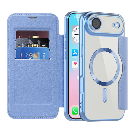 MagSafe Case for Apple iPhone 17 Air, Techsuit, SmartMag Book, Blue