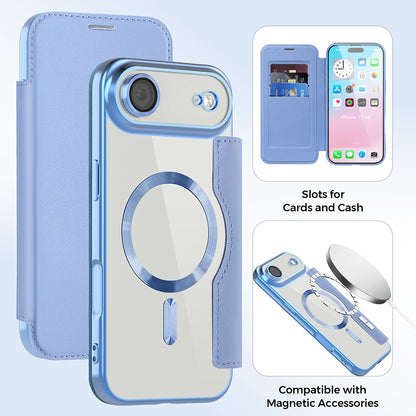 Калъф MagSafe за Apple iPhone 17 Air, Techsuit, SmartMag Book, Син