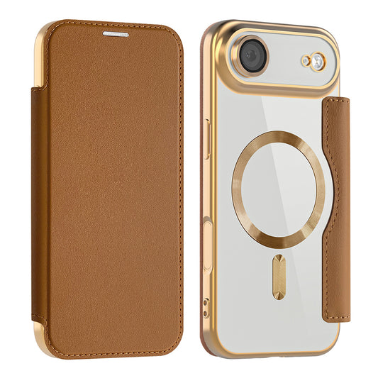 MagSafe Case for Apple iPhone 17 Air, Techsuit, SmartMag Book, Brown