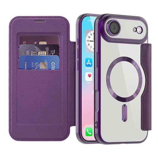 MagSafe Case for Apple iPhone 17 Air, Techsuit, SmartMag Book, Purple