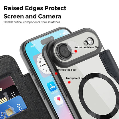 Калъф MagSafe за Apple iPhone 17 Air, Techsuit, SmartMag Book, Черен