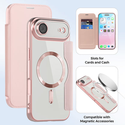 Калъф MagSafe за Apple iPhone 17 Air, Techsuit, SmartMag Book, Розов
