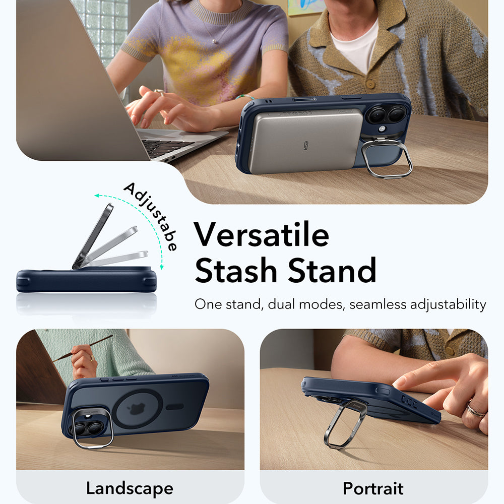 Калъф MagSafe за Apple iPhone 17, ESR, Classic Hybrid Kickstand, Сатенено син
