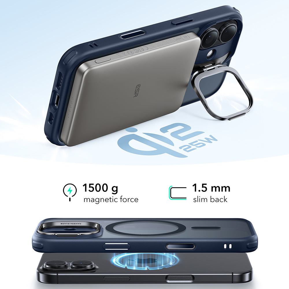Калъф MagSafe за Apple iPhone 17, ESR, Classic Hybrid Kickstand, Сатенено син