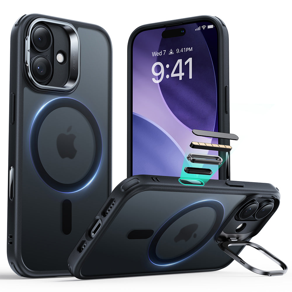 Калъф MagSafe за Apple iPhone 17, ESR, Classic Hybrid Kickstand, Сатенено черен