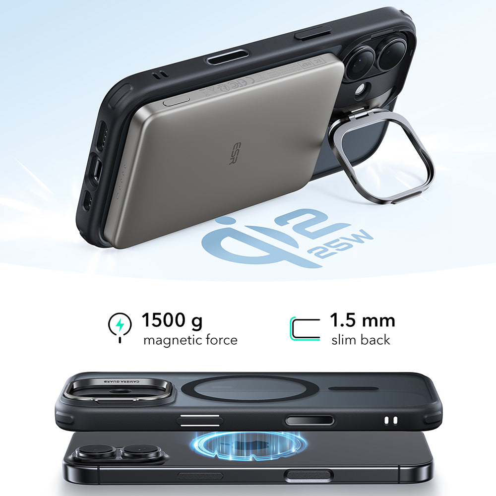 Калъф MagSafe за Apple iPhone 17, ESR, Classic Hybrid Kickstand, Сатенено черен