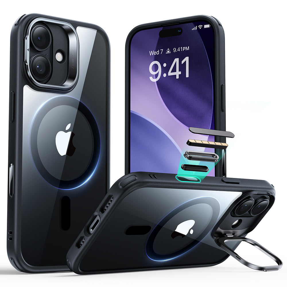 Калъф MagSafe за Apple iPhone 17, ESR, Classic Hybrid Kickstand, Прозрачен Черен