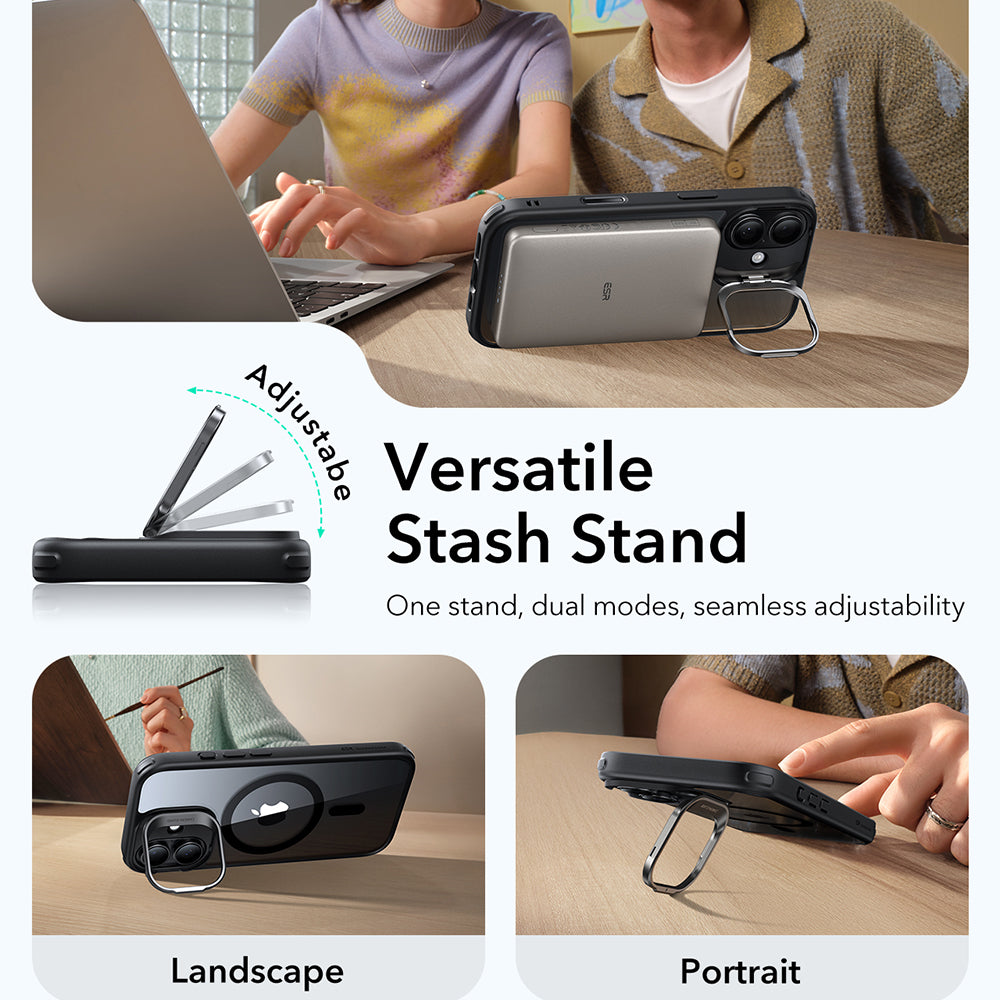 Калъф MagSafe за Apple iPhone 17, ESR, Classic Hybrid Kickstand, Прозрачен Черен