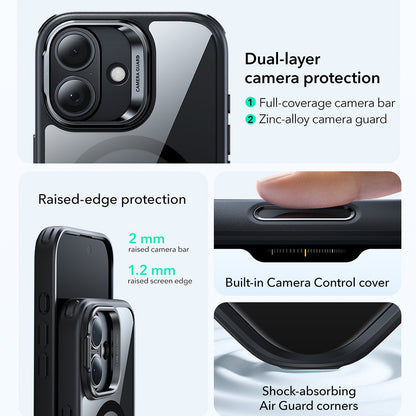 Калъф MagSafe за Apple iPhone 17, ESR, Classic Hybrid Kickstand, Прозрачен Черен