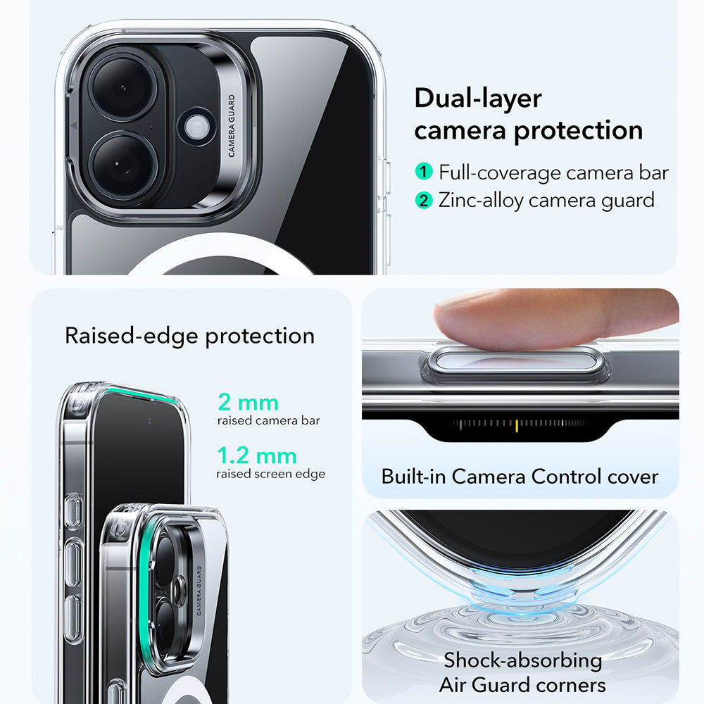Калъф MagSafe за Apple iPhone 17, ESR, Classic Hybrid Kickstand, Прозрачен