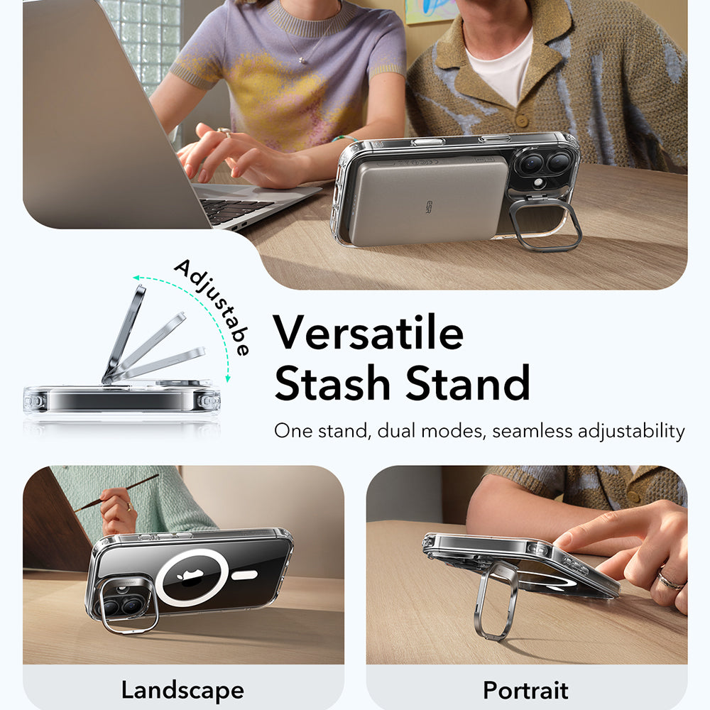 Калъф MagSafe за Apple iPhone 17, ESR, Classic Hybrid Kickstand, Прозрачен