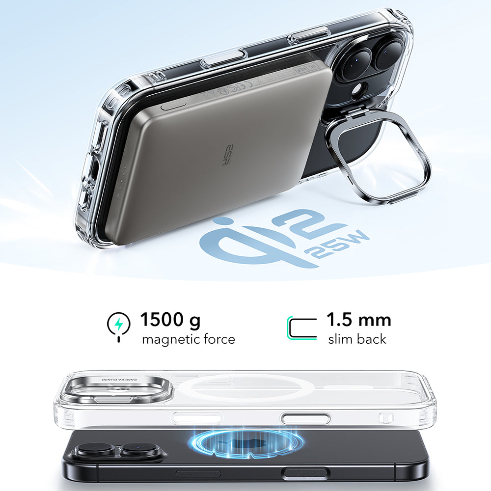 Калъф MagSafe за Apple iPhone 17, ESR, Classic Hybrid Kickstand, Прозрачен
