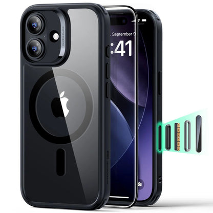 Калъф MagSafe за Apple iPhone 17, ESR, Classic Hybrid със защита за екрана, Прозрачен черен