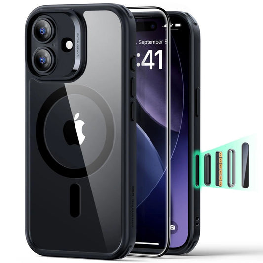 Калъф MagSafe за Apple iPhone 17, ESR, Classic Hybrid със защита за екрана, Прозрачен черен