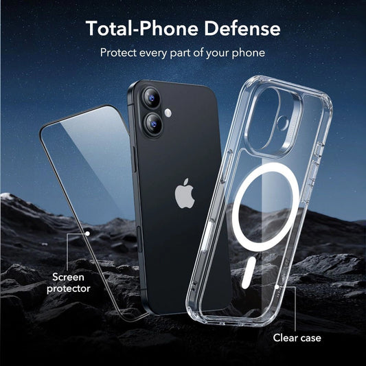 Калъф MagSafe за Apple iPhone 17, ESR, Classic Hybrid със защита за екрана, Прозрачен