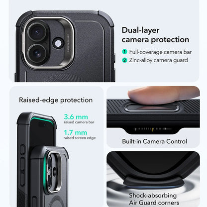 Калъф MagSafe за Apple iPhone 17, ESR, Cyber Armor Kickstand, Черен