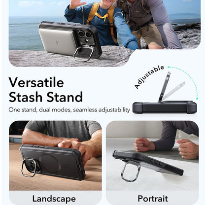 Калъф MagSafe за Apple iPhone 17, ESR, Cyber Armor Kickstand, Черен