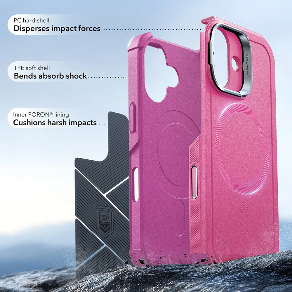 Калъф MagSafe за Apple iPhone 17, ESR, Cyber Armor Kickstand, Розов