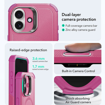 Калъф MagSafe за Apple iPhone 17, ESR, Cyber Armor Kickstand, Розов