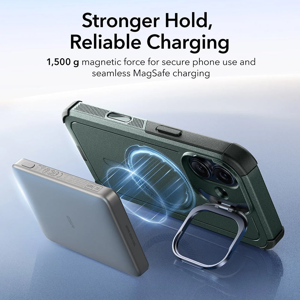 Калъф MagSafe за Apple iPhone 17, ESR, Cyber Armor Kickstand, Зелен