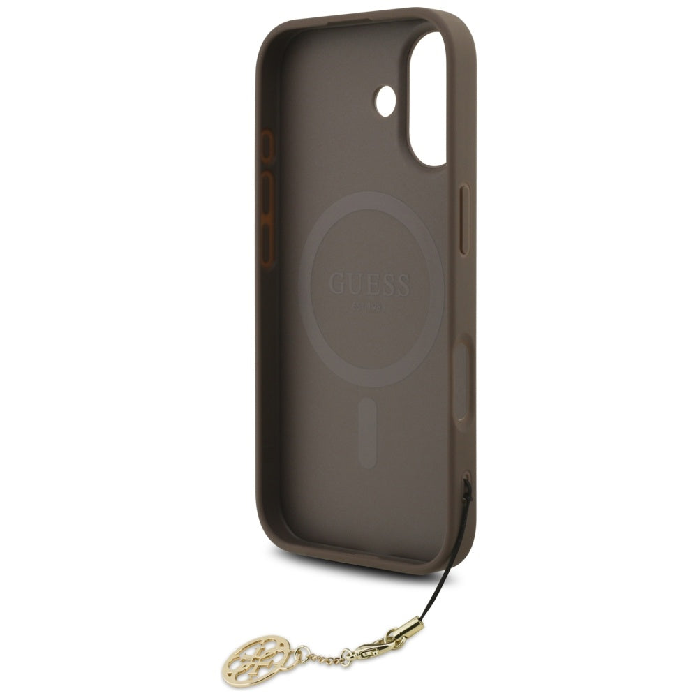 Калъф MagSafe за Apple iPhone 17, Guess, 4G Charm Cradle, Кафяв