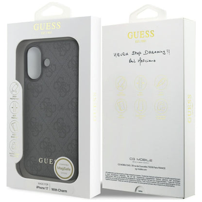 Калъф MagSafe за Apple iPhone 17, Guess, 4G Charm Cradle, Черен