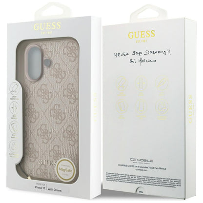 Калъф MagSafe за Apple iPhone 17, Guess, 4G Charm Cradle, Розов