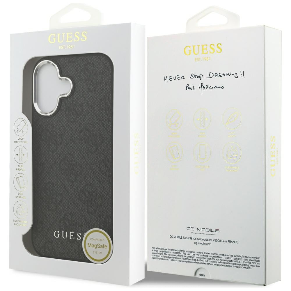 Калъф MagSafe за Apple iPhone 17, Guess, 4G Classic Logo, Черен