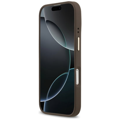 Калъф MagSafe за Apple iPhone 17, Guess, 4G Logo Plate, Кафяв