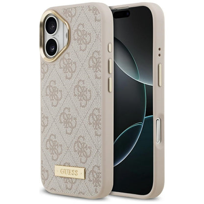 Калъф MagSafe за Apple iPhone 17, Guess, 4G Logo Plate, Розов