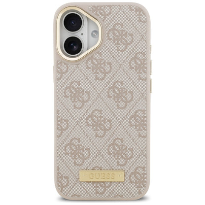 Калъф MagSafe за Apple iPhone 17, Guess, 4G Logo Plate, Розов