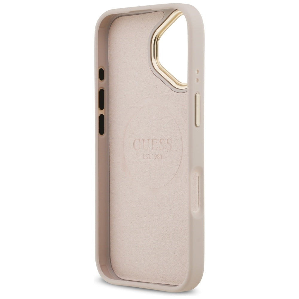 Калъф MagSafe за Apple iPhone 17, Guess, 4G Logo Plate, Розов