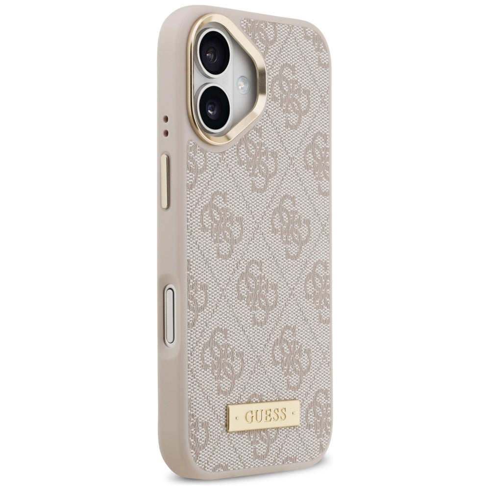Калъф MagSafe за Apple iPhone 17, Guess, 4G Logo Plate, Розов