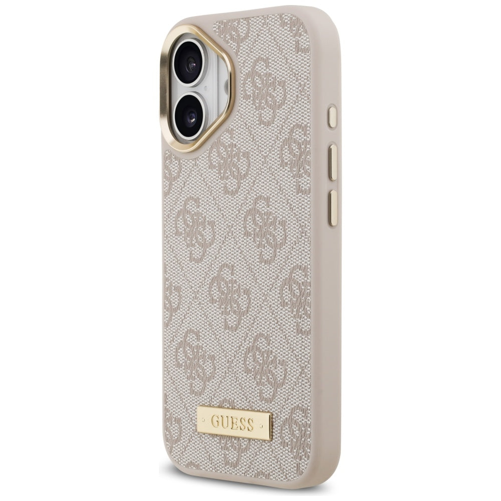 Калъф MagSafe за Apple iPhone 17, Guess, 4G Logo Plate, Розов