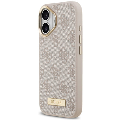 Калъф MagSafe за Apple iPhone 17, Guess, 4G Logo Plate, Розов