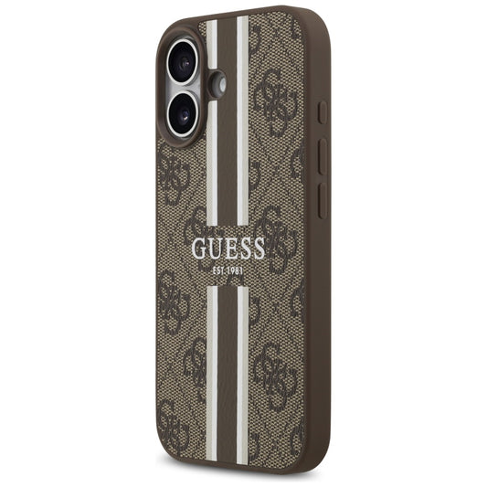 Калъф MagSafe за Apple iPhone 17, Guess, 4G Printed Stripes, Кафяв