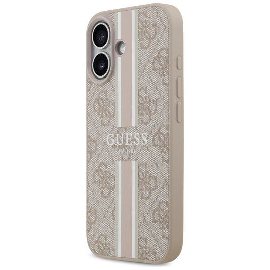 Калъф MagSafe за Apple iPhone 17, Guess, 4G Printed Stripes, Розов