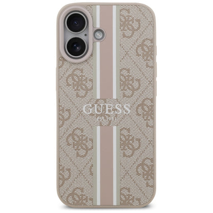 Калъф MagSafe за Apple iPhone 17, Guess, 4G Printed Stripes, Розов