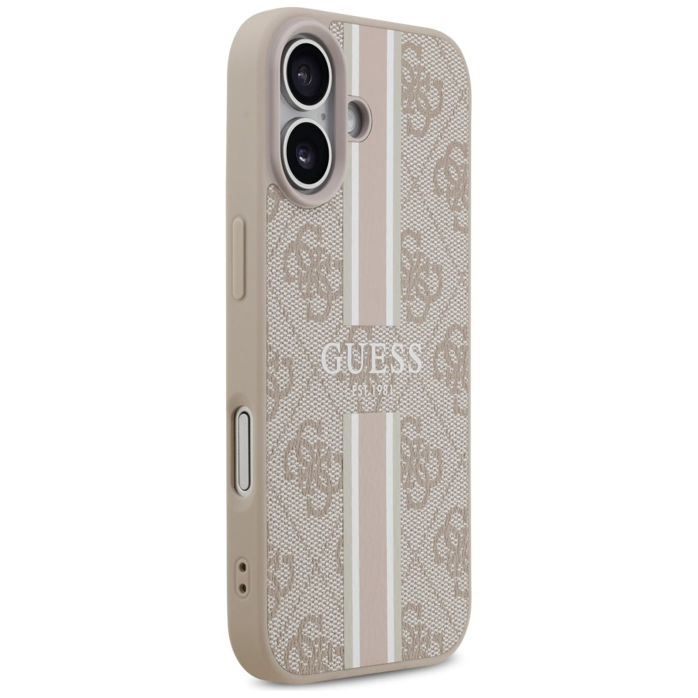 Калъф MagSafe за Apple iPhone 17, Guess, 4G Printed Stripes, Розов
