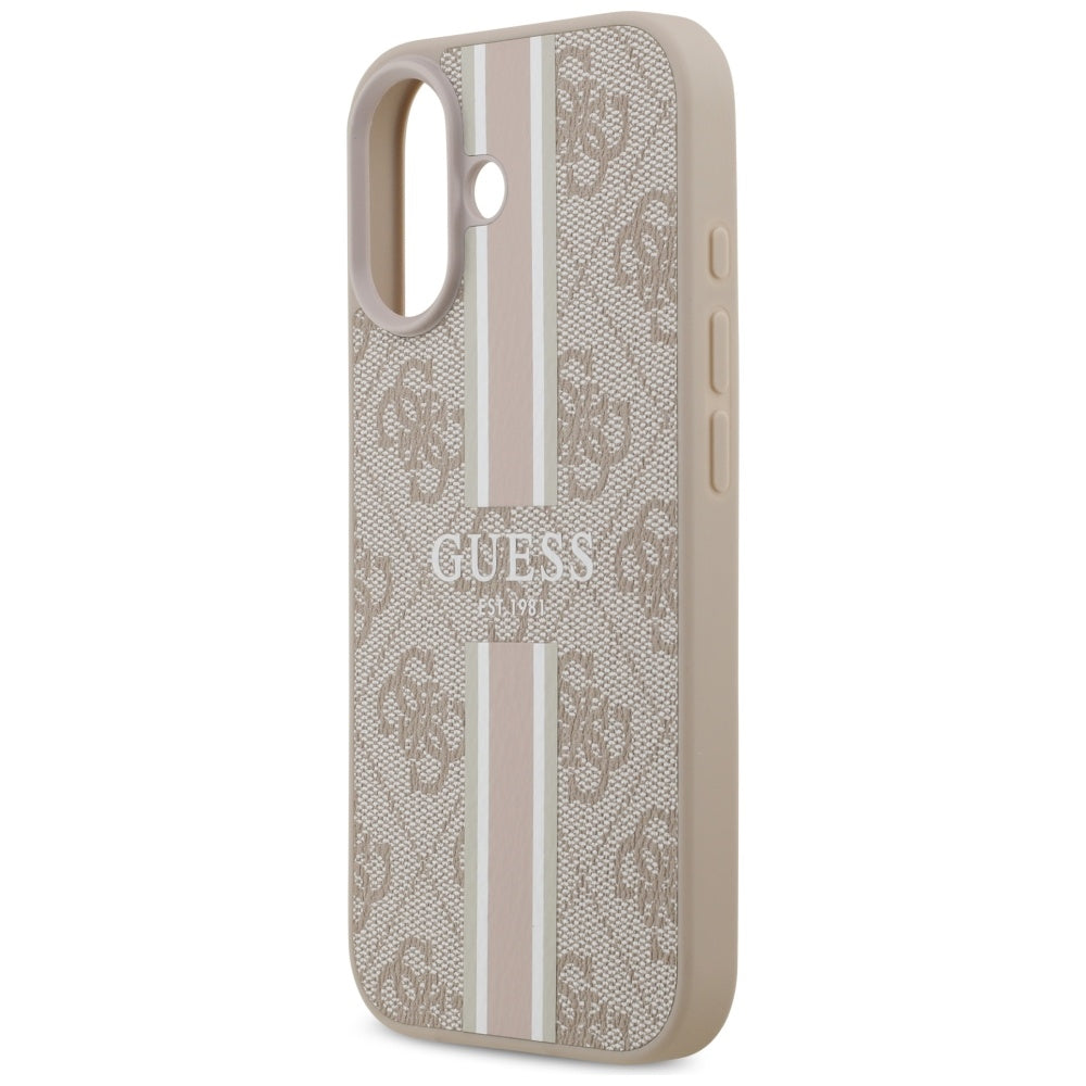Калъф MagSafe за Apple iPhone 17, Guess, 4G Printed Stripes, Розов