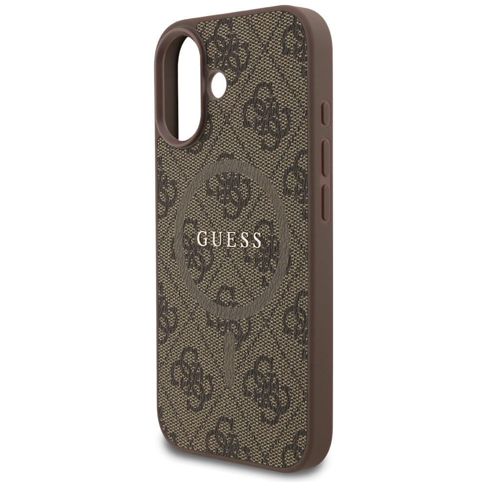 Калъф MagSafe за Apple iPhone 17, Guess, 4G Ring Classic Logo, Кафяв