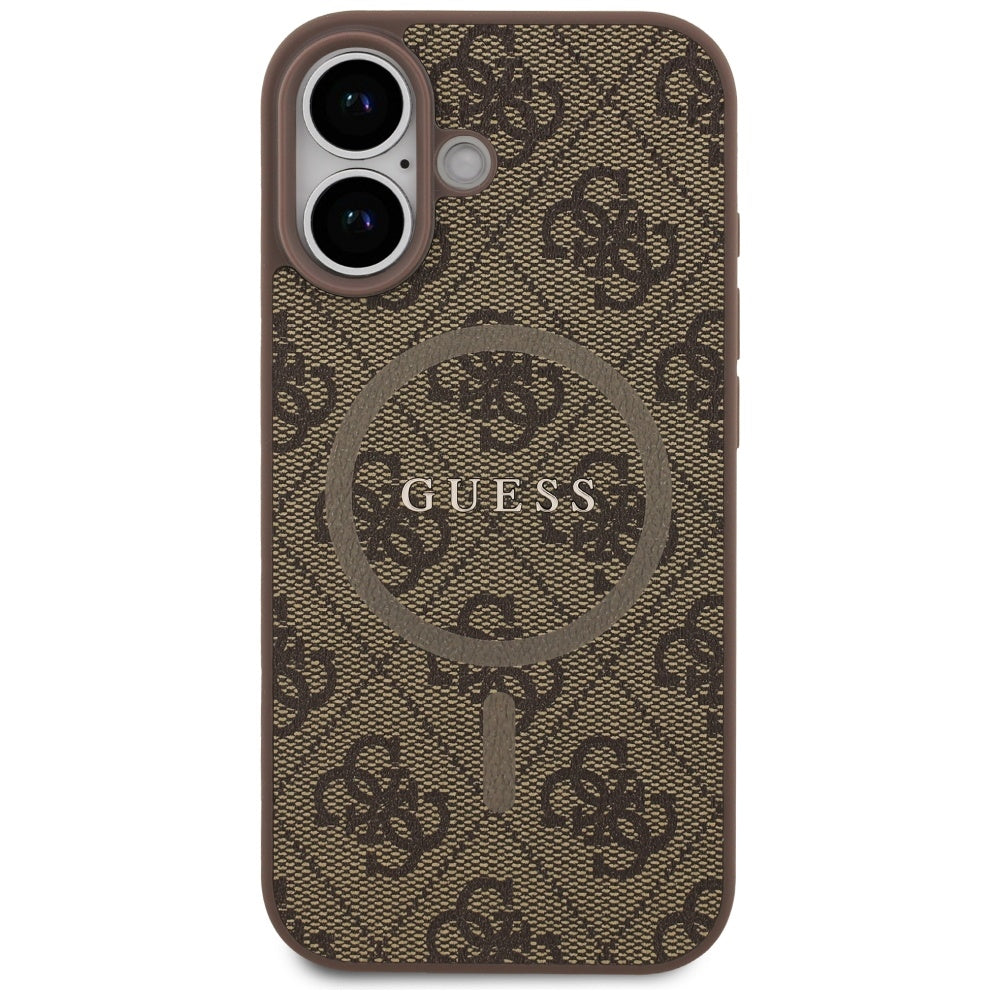 Калъф MagSafe за Apple iPhone 17, Guess, 4G Ring Classic Logo, Кафяв