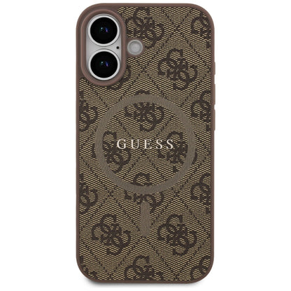 Калъф MagSafe за Apple iPhone 17, Guess, 4G Ring Classic Logo, Кафяв