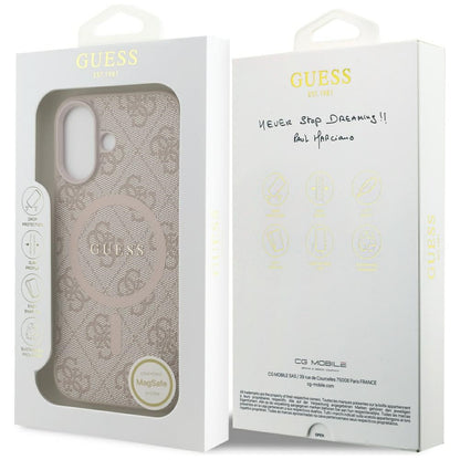 Калъф MagSafe за Apple iPhone 17, Guess, 4G Ring Classic Logo, Розов